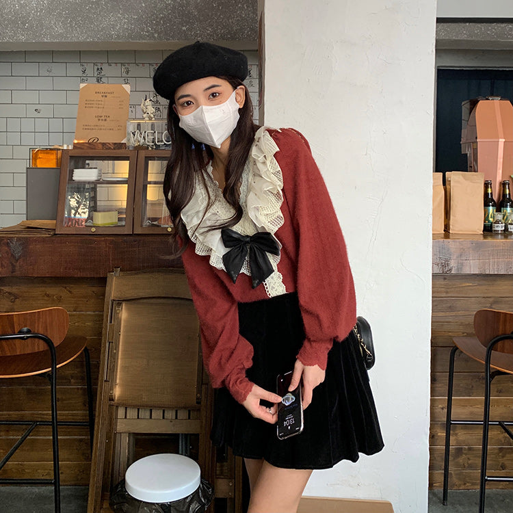 Ruffle Lace Sweater (2 Colors)