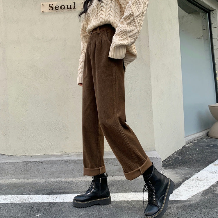 Pleated Corduroy Pants (4 Colors)
