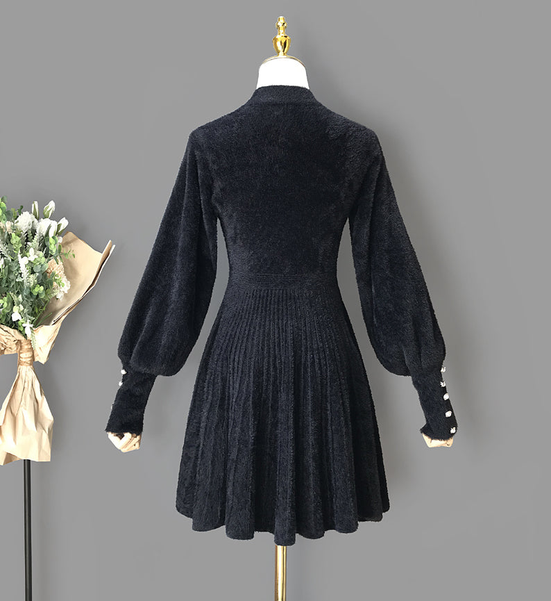Fuzzy Puff Sleeve Sweater Dress (3 Colors)