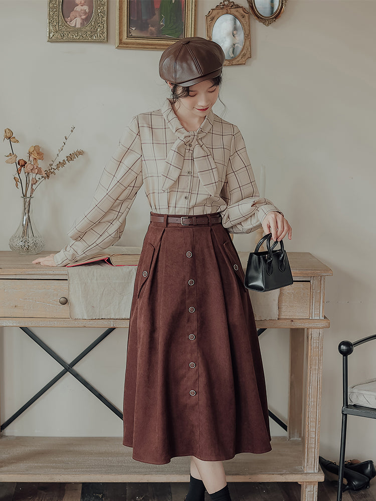 Button Up Suede Pinafore Dress (4 Colors)