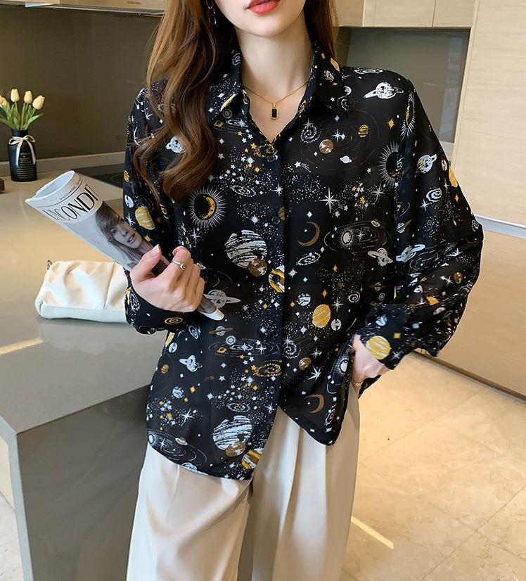 Cosmic Galaxy Button Up Shirt (Black)