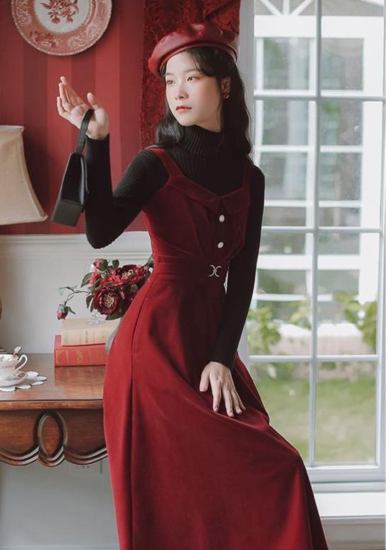 Corduroy Pearl Cami Midi Dress (2 Colors)