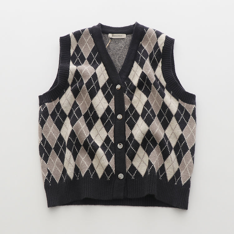 Autumn Argyle Plaid Vest (3 Colors)