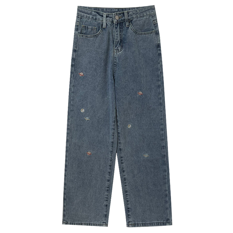 Saturn Embroidered Jeans (Light Denim)