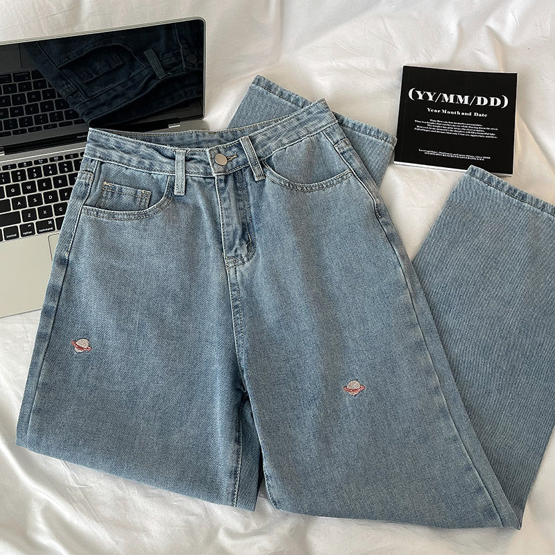 Saturn Embroidered Jeans (Light Denim)