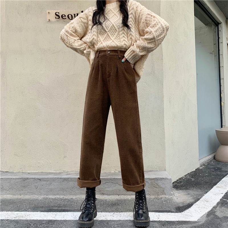 Pleated Corduroy Pants (4 Colors)