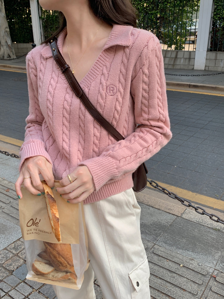 Cable Knit Polo Sweater (6 Colors)