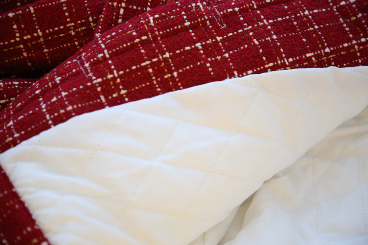 Apple Pie Fur Tweed Set (White/Red)
