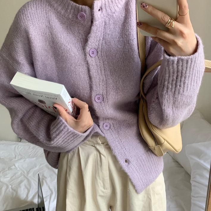 Pastel Round Neck Cardigan (4 Colors)