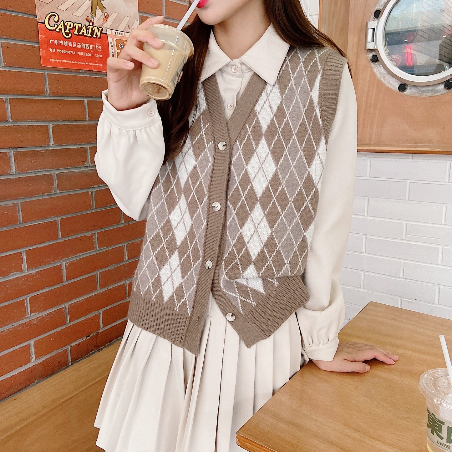Autumn Argyle Plaid Vest (3 Colors)