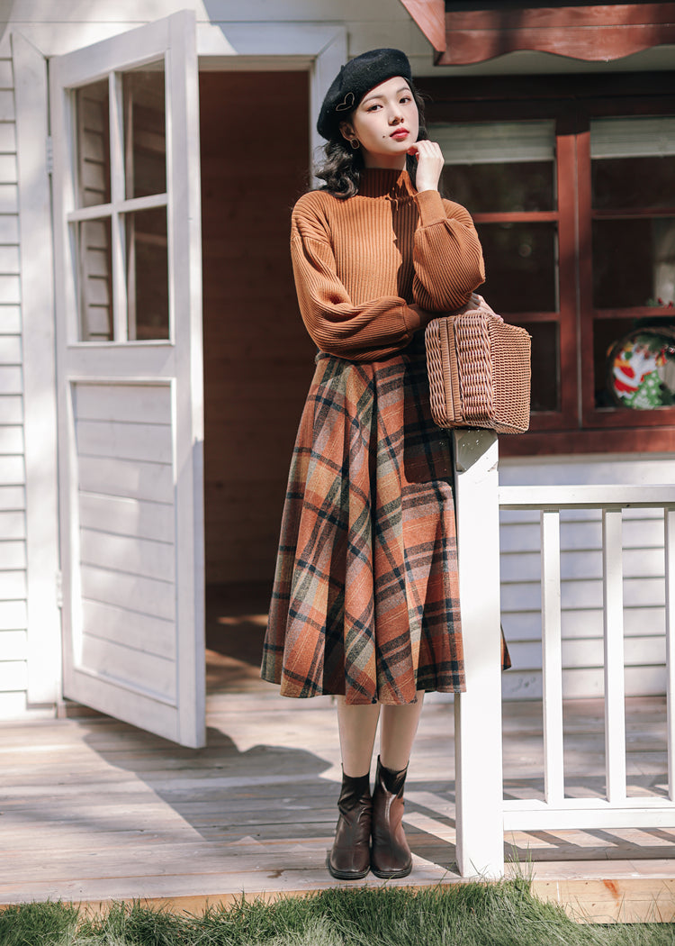 Pumpkin Spice Sweater & Skirt Set (Orange)