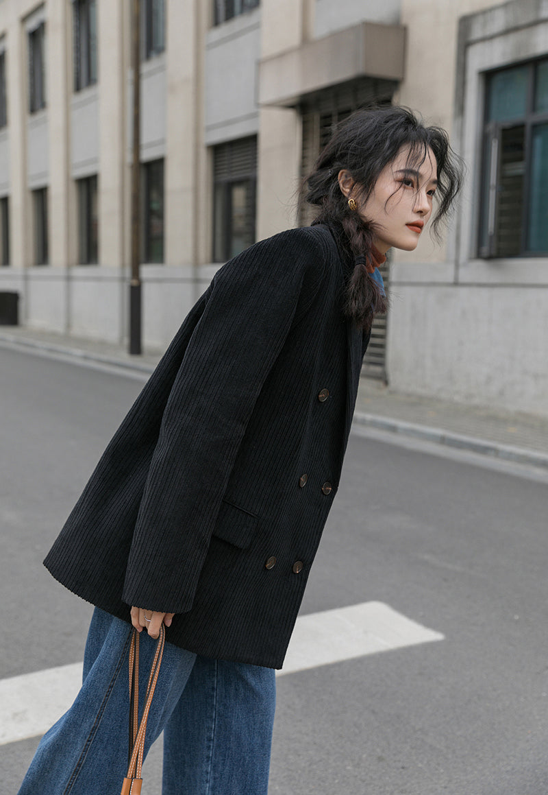 Corduroy Double Breasted Blazer Jacket (7 Colors)