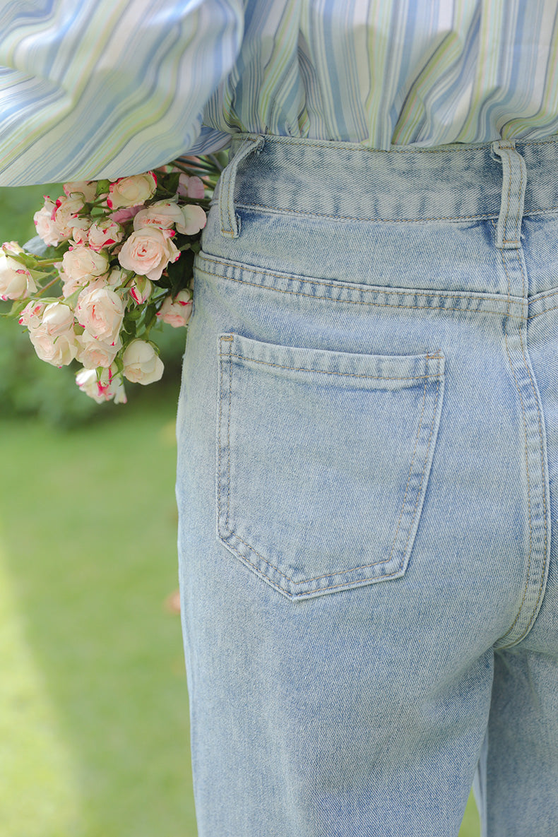 Saturn Embroidered Jeans (Light Denim)