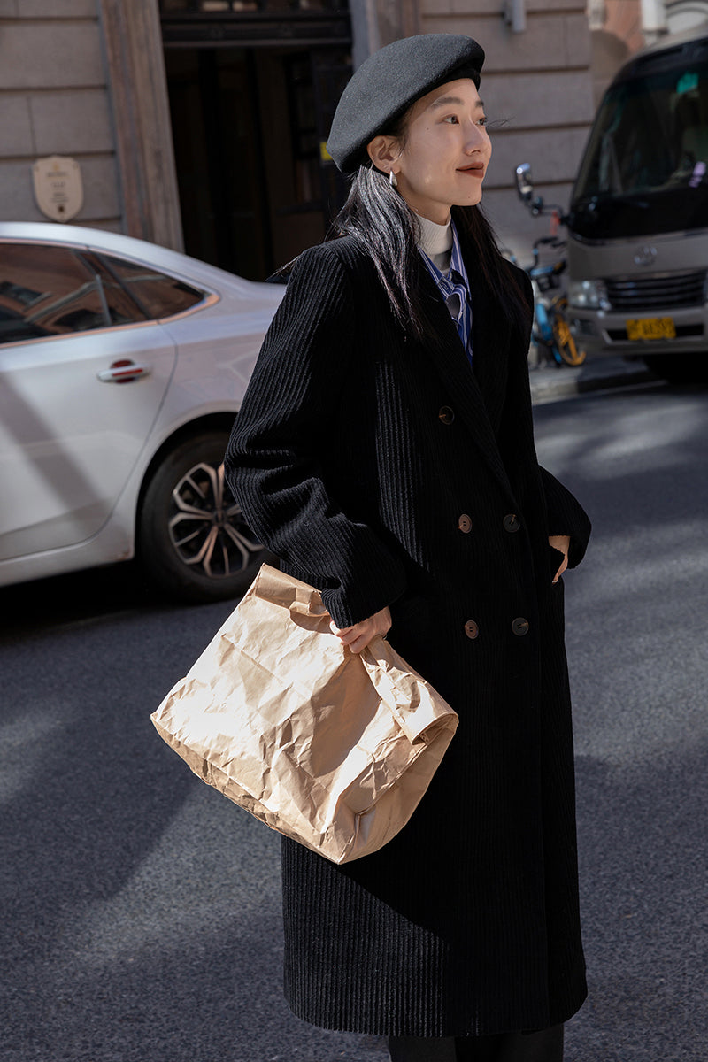 Corduroy Double Breasted Coat (3 Colors)