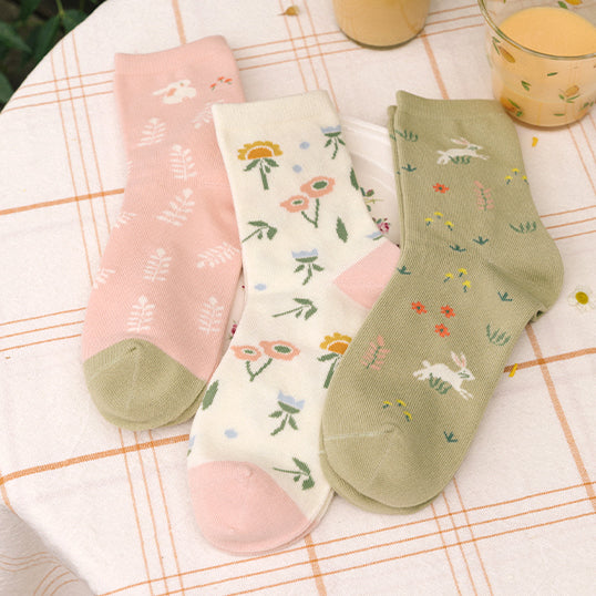 Spring Bunny Sock Set (Green/Pink)
