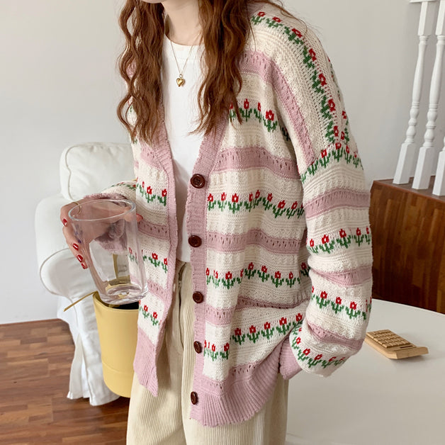 Floral Stripe Cardigan (2 Colors)