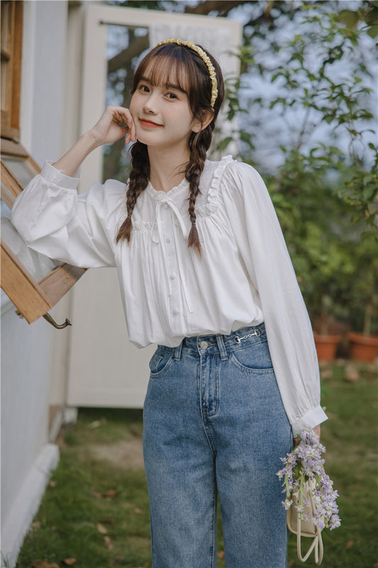 Essential Ruffle Trim Blouse (2 Colors)