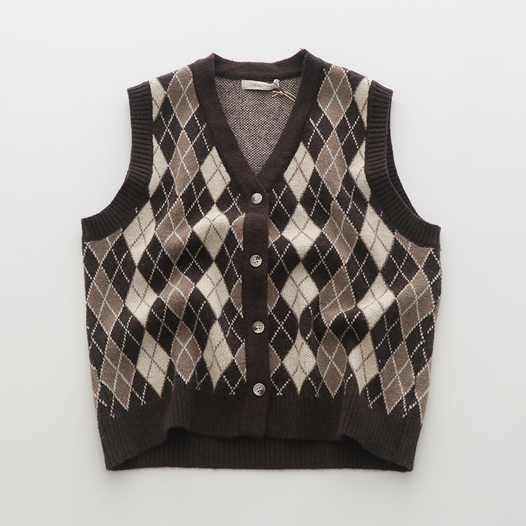 Autumn Argyle Plaid Vest (3 Colors)