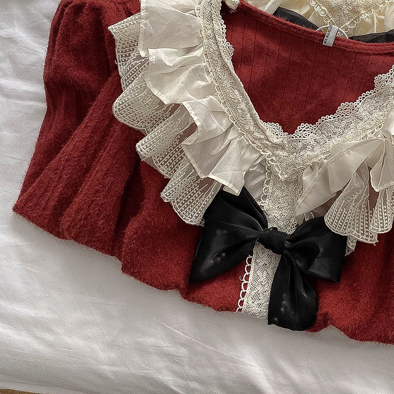Ruffle Lace Sweater (2 Colors)