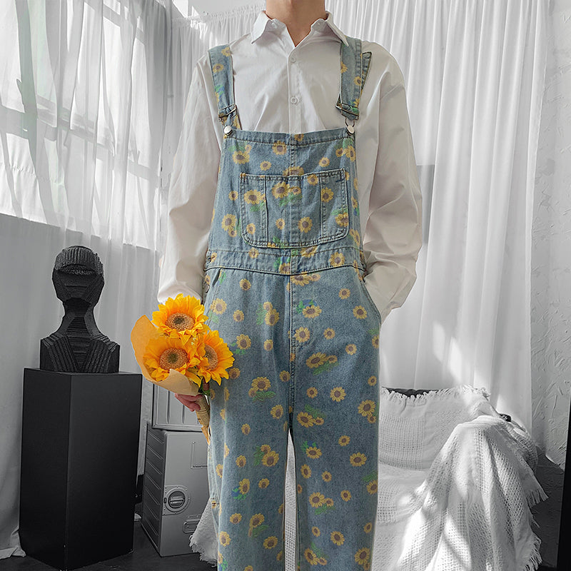 Sunflower Denim Overalls (Light Blue)