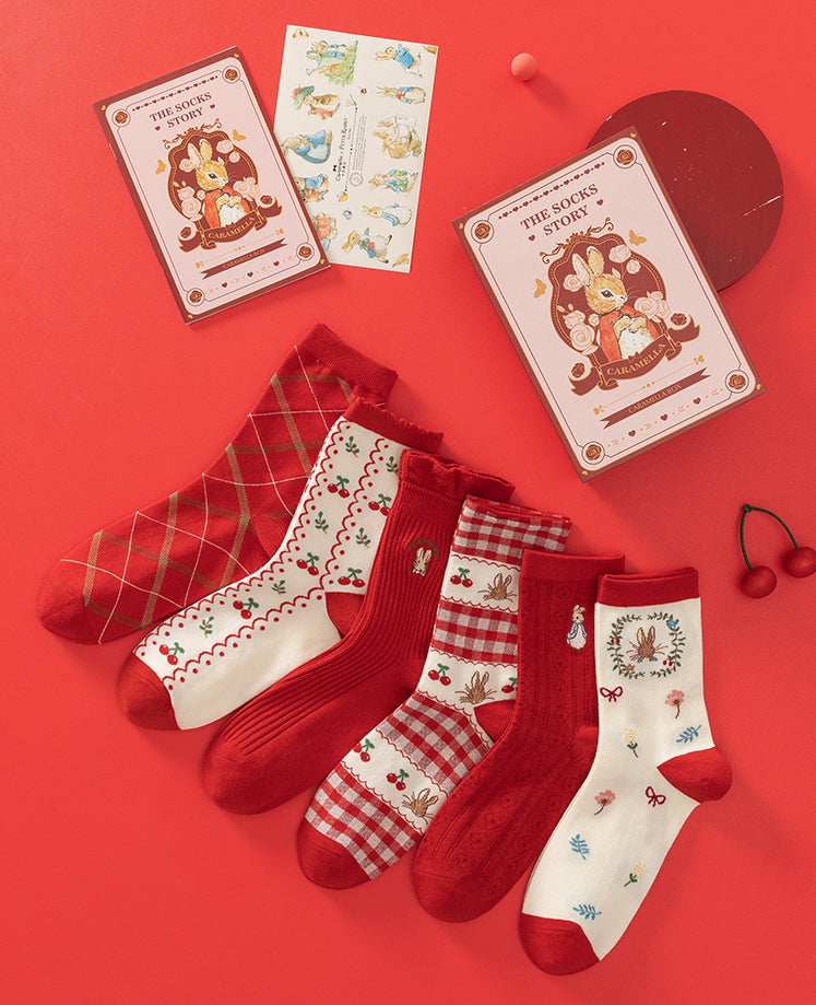 Peter Rabbit Socks Gift Box (Red)