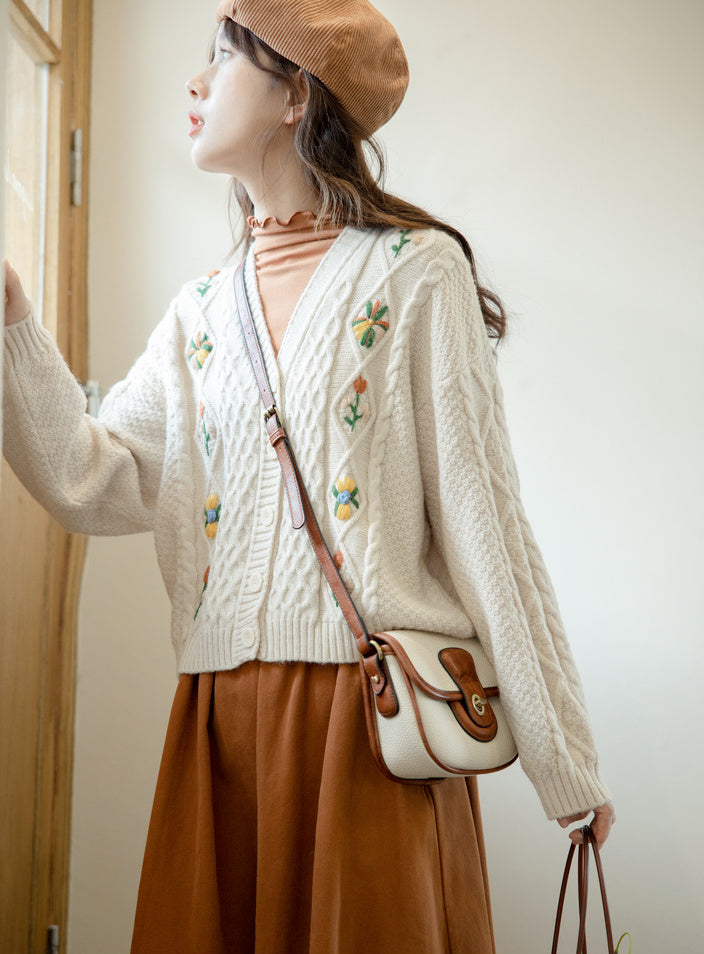 Fall Florals Embroidered Cardigan (3 Colors)