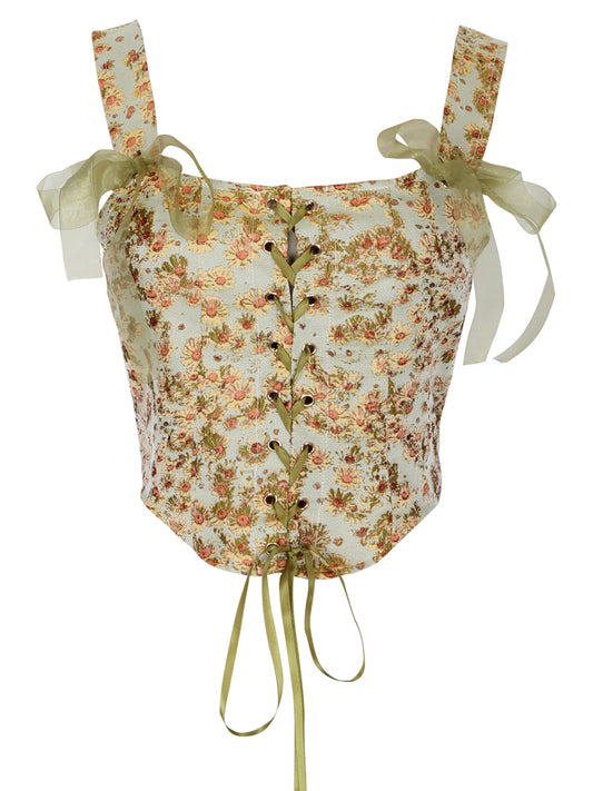 Sunflower Garden Jacquard Corset (Green)