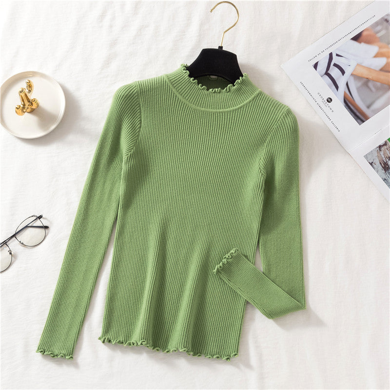 Basic Frilly Mock Neck Sweater (9 Colors)