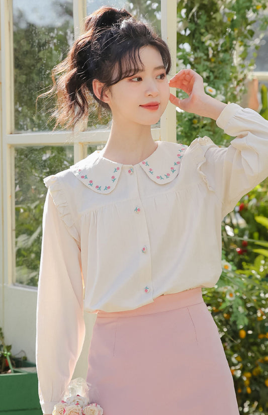 Budding Blossoms Embroidered Blouse (2 Colors)