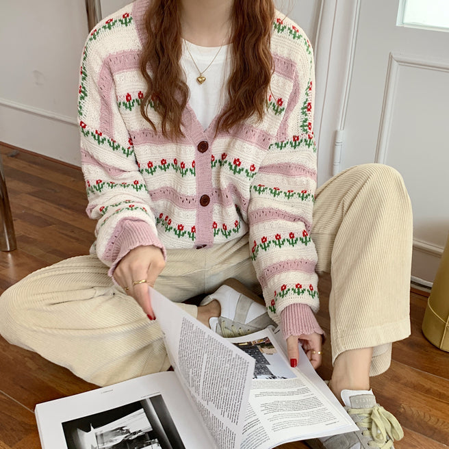 Floral Stripe Cardigan (2 Colors)