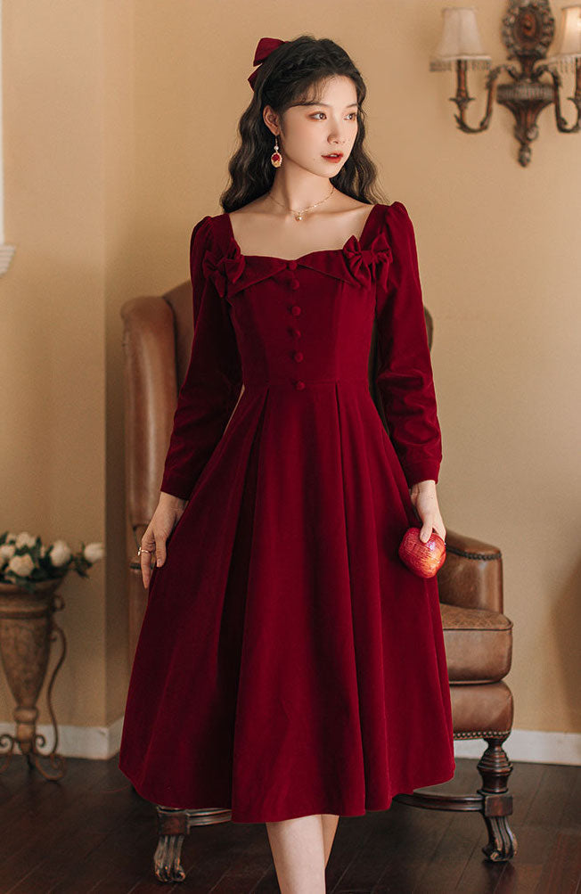 Poison Apple Suede Midi Dress (Red)