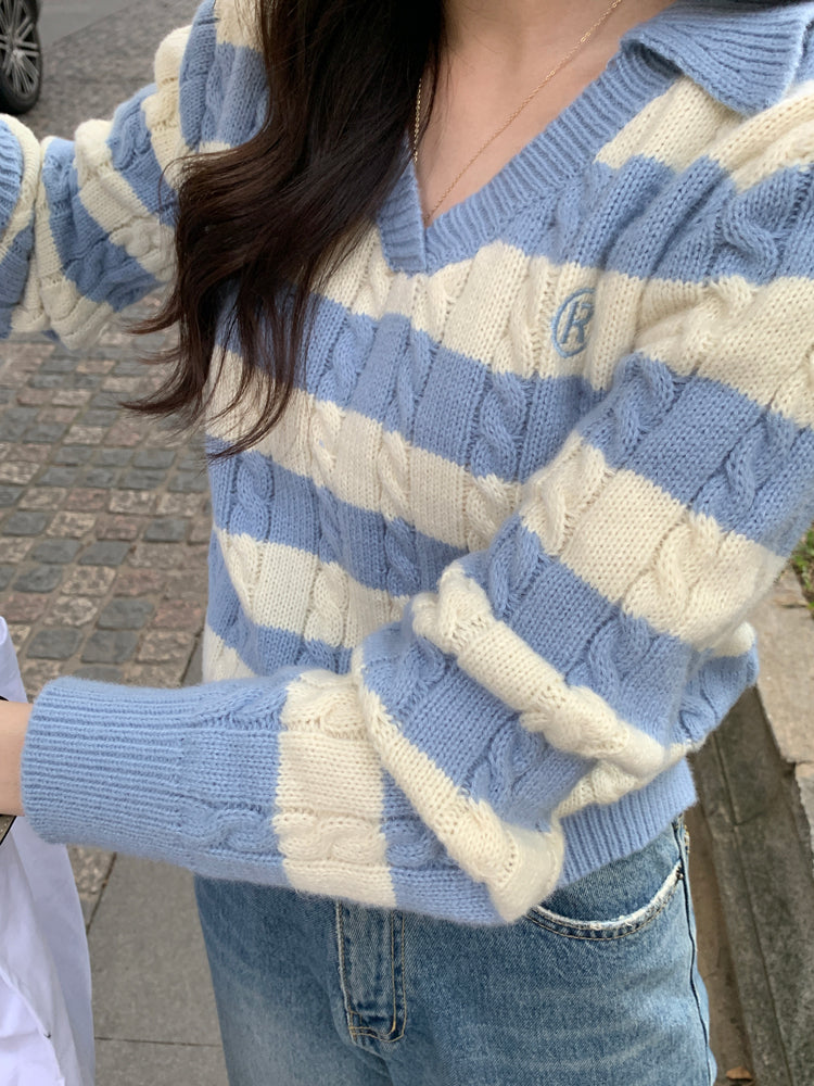 Cable Knit Polo Sweater (6 Colors)