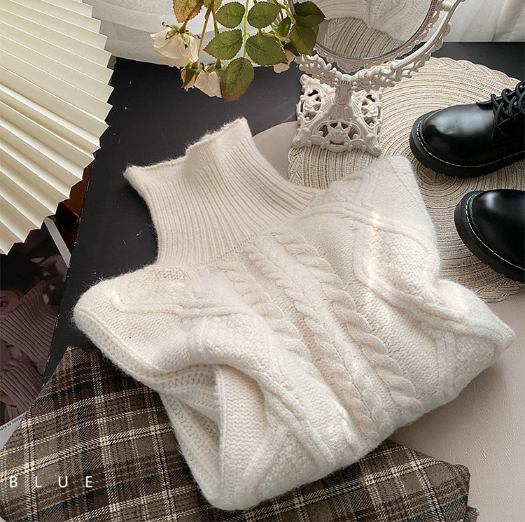 Cable Knit Turtleneck Sweater (5 Colors)