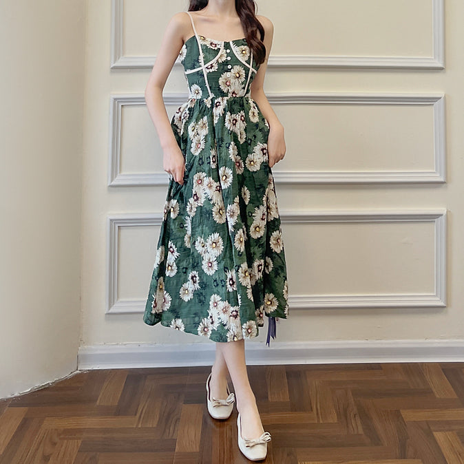 Daisy Cottage Cami Dress (Green)