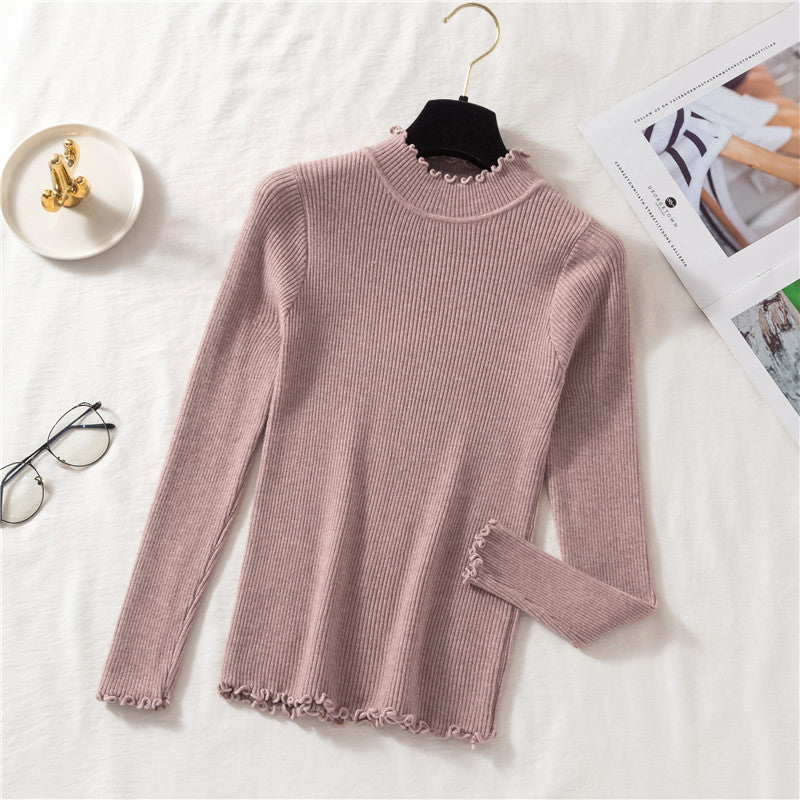 Basic Frilly Mock Neck Sweater (9 Colors)