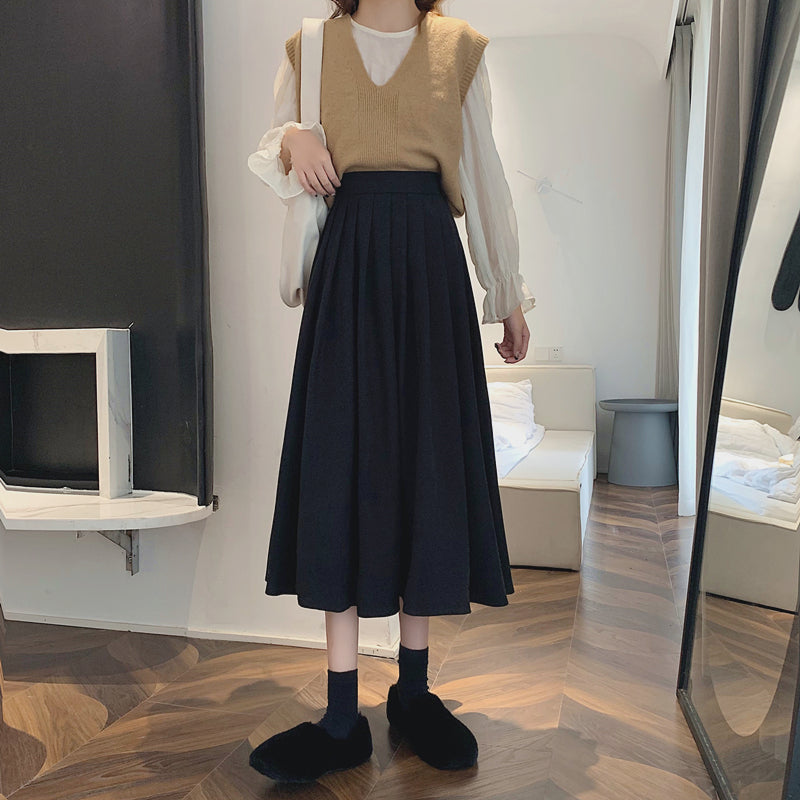 Corduroy Suede Midi Skirt (5 Colors)