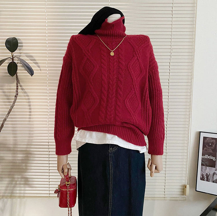Cable Knit Turtleneck Sweater (5 Colors)