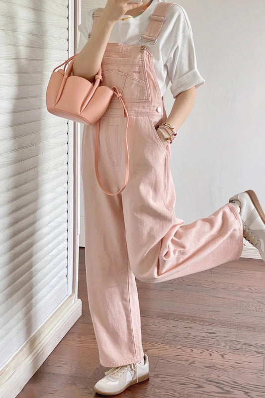 Spring Denim Overalls (Pink)