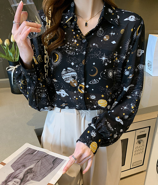 Cosmic Galaxy Button Up Shirt (Black)