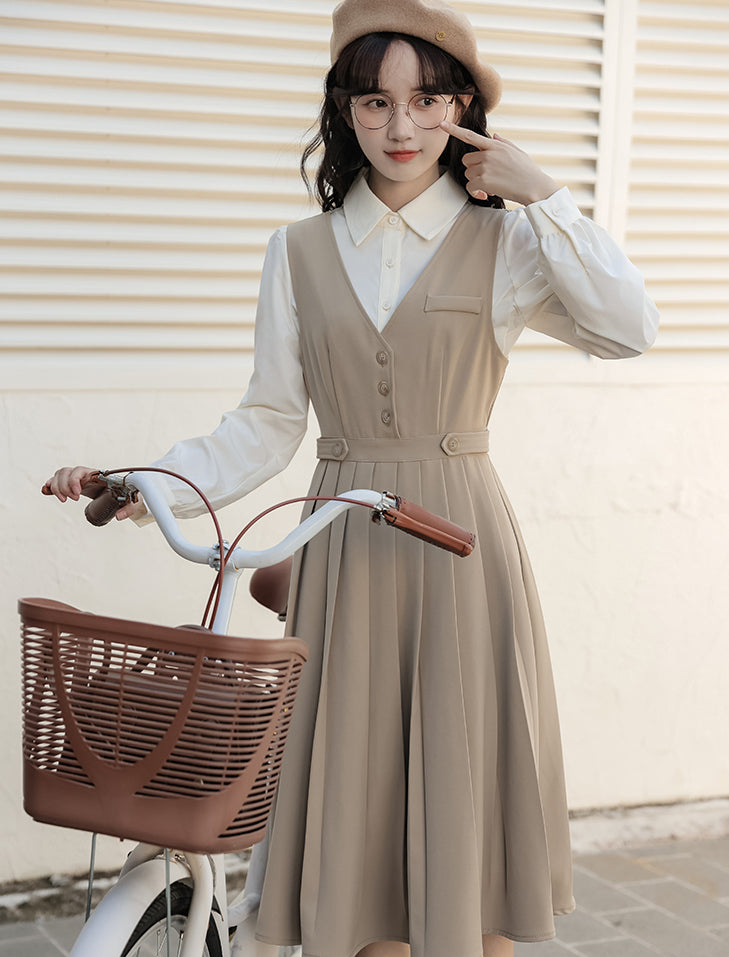 Journalist Midi Pinafore Set (2 Colors)