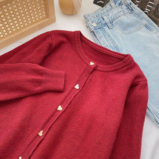 Heart Button Up Cardigan (8 Colors)