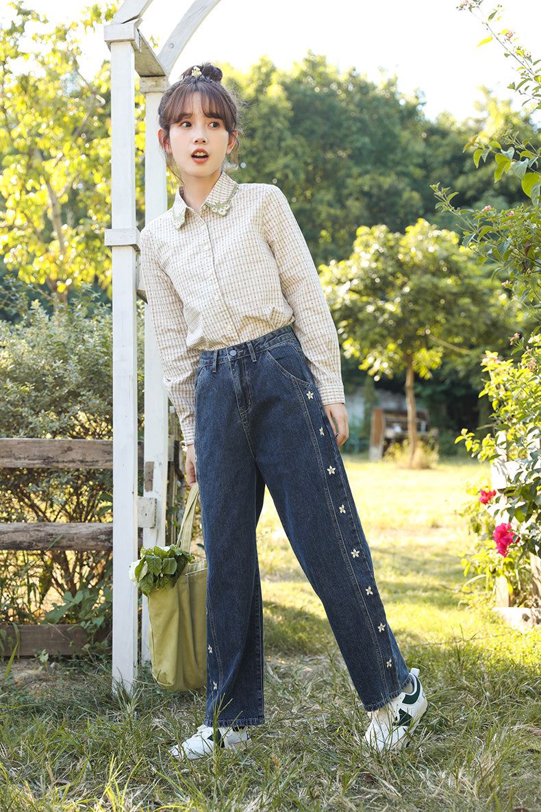 Jasmine Floral Embroidered Jeans (Dark Denim)