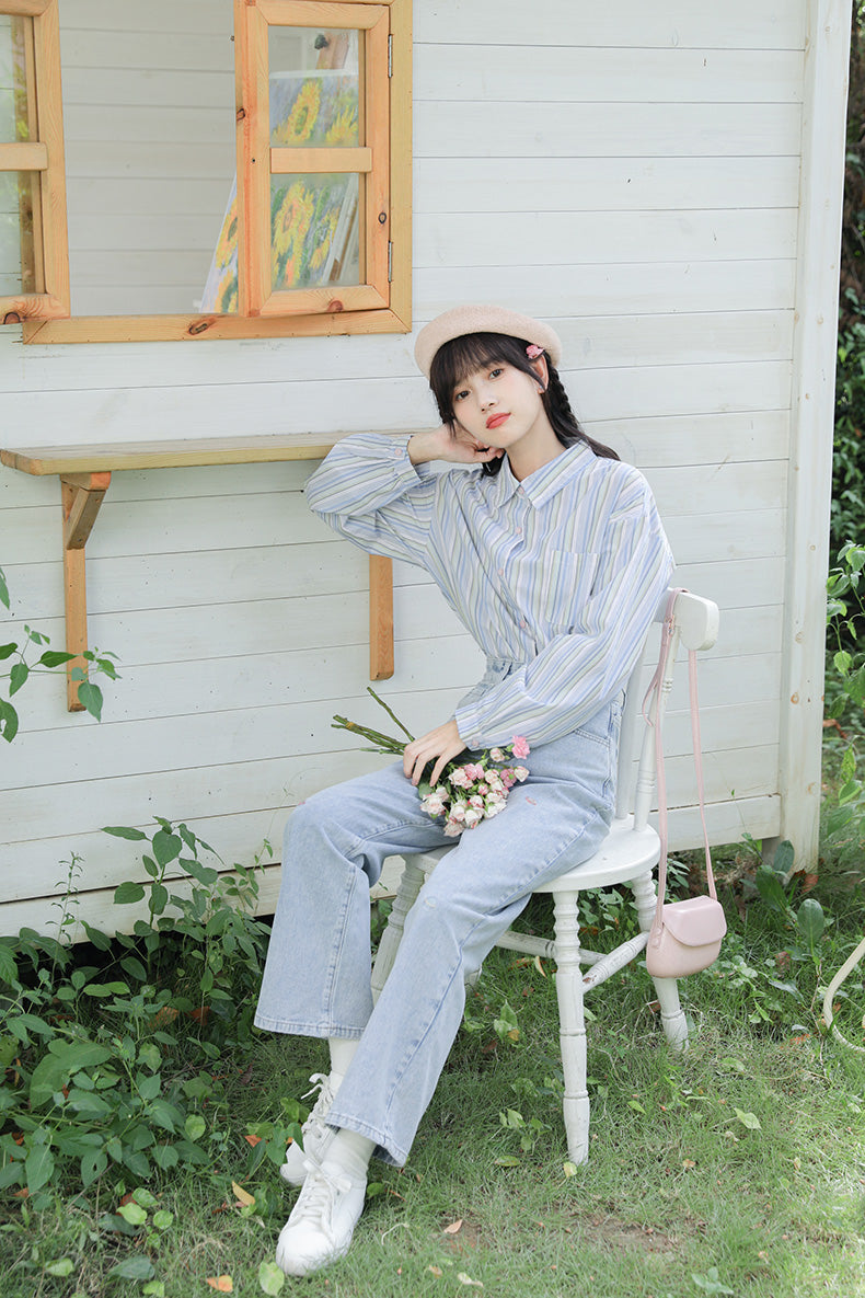Saturn Embroidered Jeans (Light Denim)
