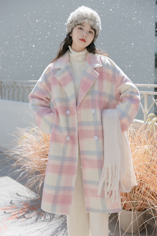 Cotton Candy Check Coat (Pink/Blue)