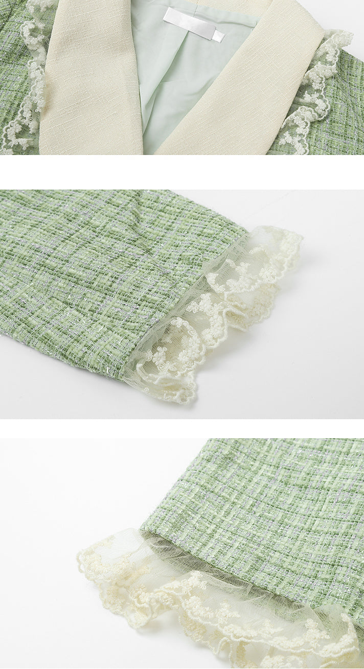 Matcha Peter Pan Tweed Set (Green)
