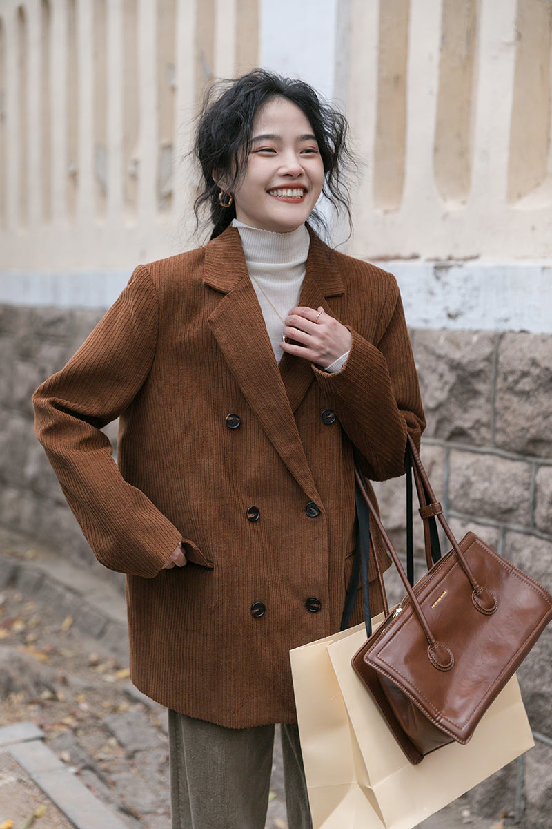 Corduroy Double Breasted Blazer Jacket (7 Colors)