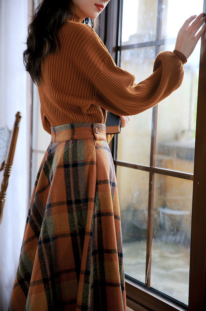 Pumpkin Spice Sweater & Skirt Set (Orange)