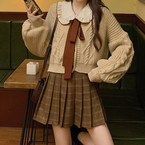 Autumn Plaid Tennis Skirt (Brown)