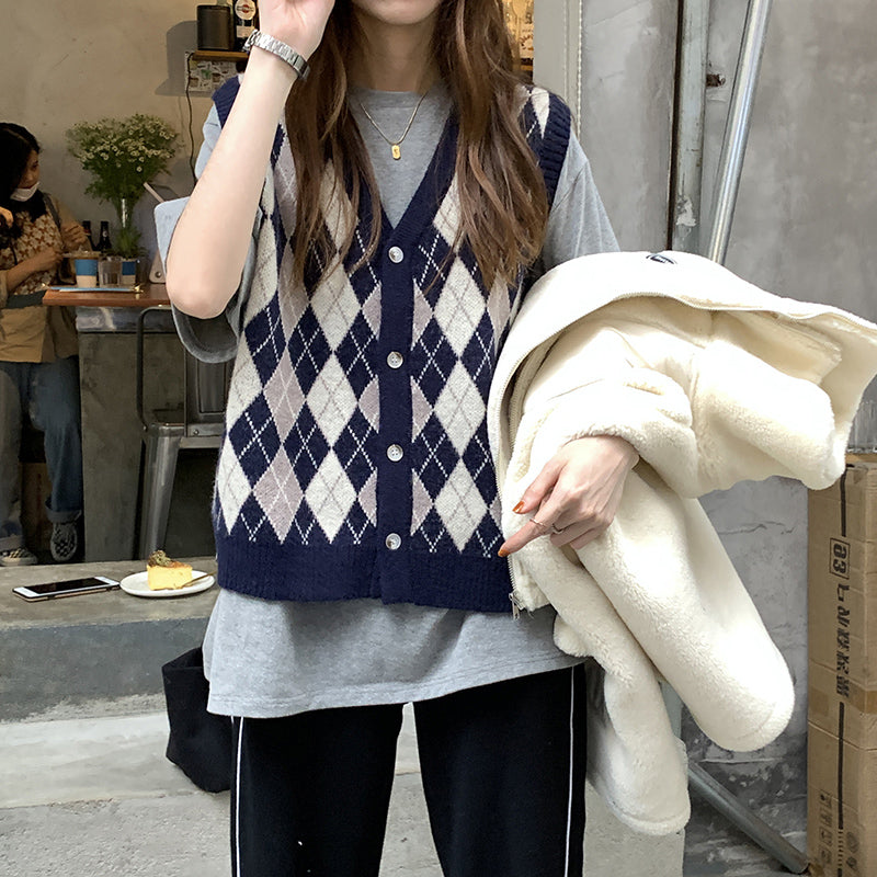 Autumn Argyle Plaid Vest (3 Colors)