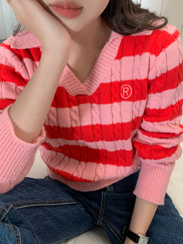 Cable Knit Polo Sweater (6 Colors)